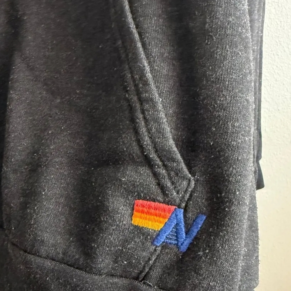 Black Hoodie with Blue and Red Checkered Sleeves - Picture 3 of 4